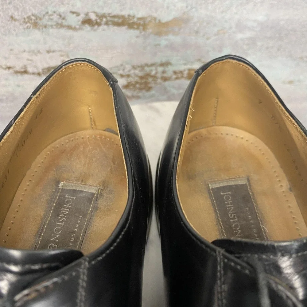 Johnston & Murphy Shoes Mens Size 9 D Black Leather Derby Square Toe 22-2831